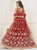 Outstanding Red Sequins Net Wedding Wear Lehenga Choli With Dupatta - Zeel Clothing