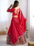 Outstanding Red Sequins Silk Wedding Wear Lehenga Choli With Dupatta - Zeel Clothing