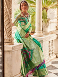 Outstanding Teal Green Zari Weaving Silk Saree With Blouse - Zeel Clothing