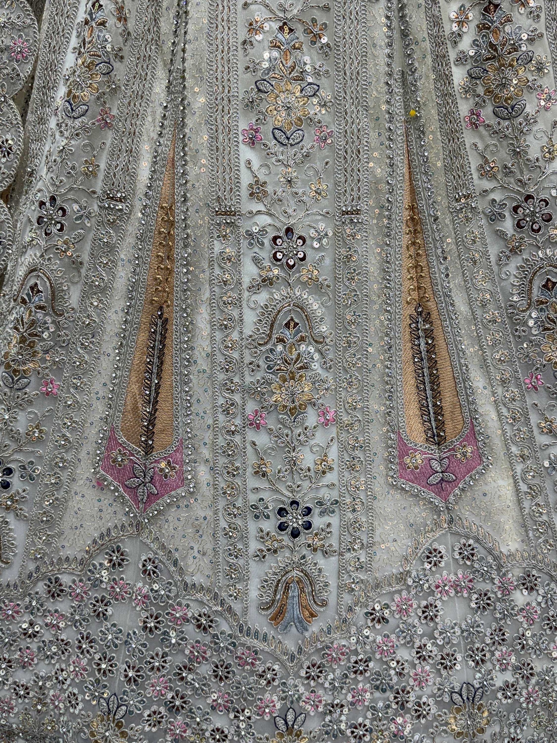 Outstanding White Dori Work Net Event Wear Lehenga Choli With Dupatta