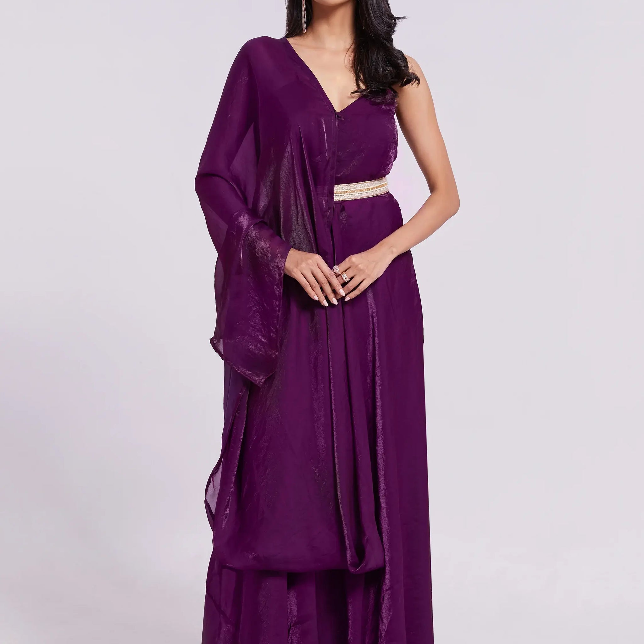 Outstanding Wine Organza Event Wear Gown With Dupatta - Zeel Clothing