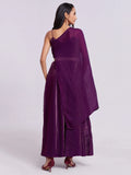Outstanding Wine Organza Event Wear Gown With Dupatta - Zeel Clothing