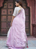 Fantastic Off-White Floral Embroidery Tissue Designer Lehenga Choli With Pink Dupatta