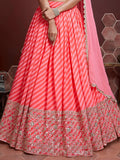 Peach Digital Printed Organza Wedding Wear Lehenga Choli - Zeel Clothing