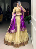 Perious Cream Zari Weaving Silk Traditional Lehenga Choli With Dupatta - Zeel Clothing