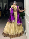 Perious Cream Zari Weaving Silk Traditional Lehenga Choli With Dupatta - Zeel Clothing