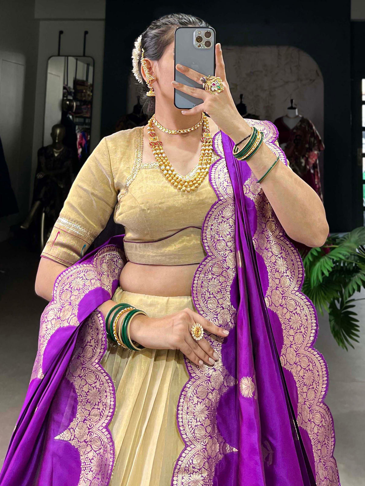 Perious Cream Zari Weaving Silk Traditional Lehenga Choli With Dupatta - Zeel Clothing