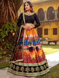 Phenomenal Black Digital Printed Art Silk Party Wear Lehenga Choli With Dupatta