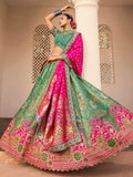 Phenomenal Green Thread Embroidered Banarasi Silk Mehendi Wear Lehenga Choli - Zeel Clothing