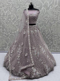 Phenomenal Mauve Bead Work Net Bridesmaid Lehenga Choli With Dupatta - Zeel Clothing