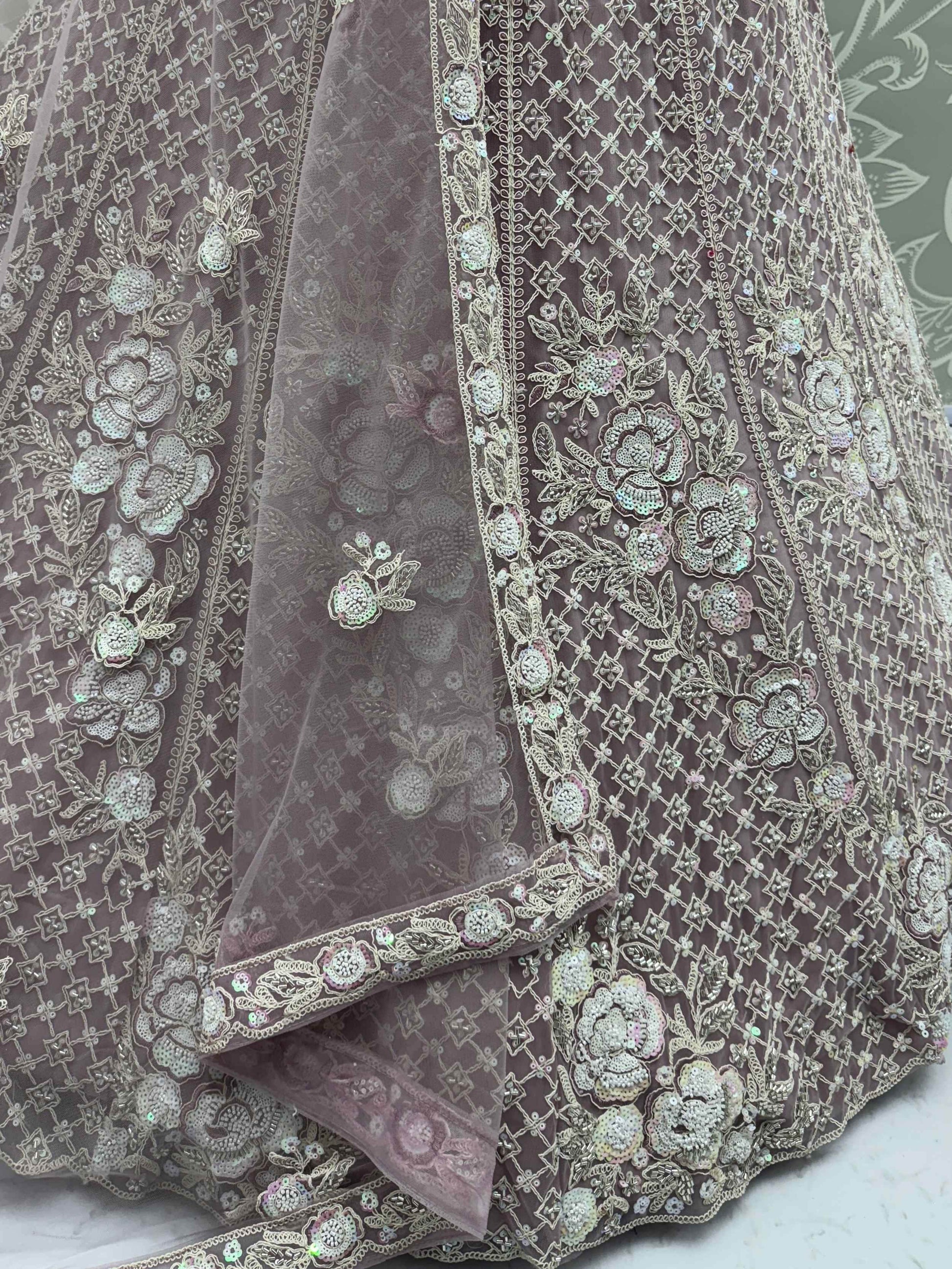 Phenomenal Mauve Bead Work Net Bridesmaid Lehenga Choli With Dupatta - Zeel Clothing