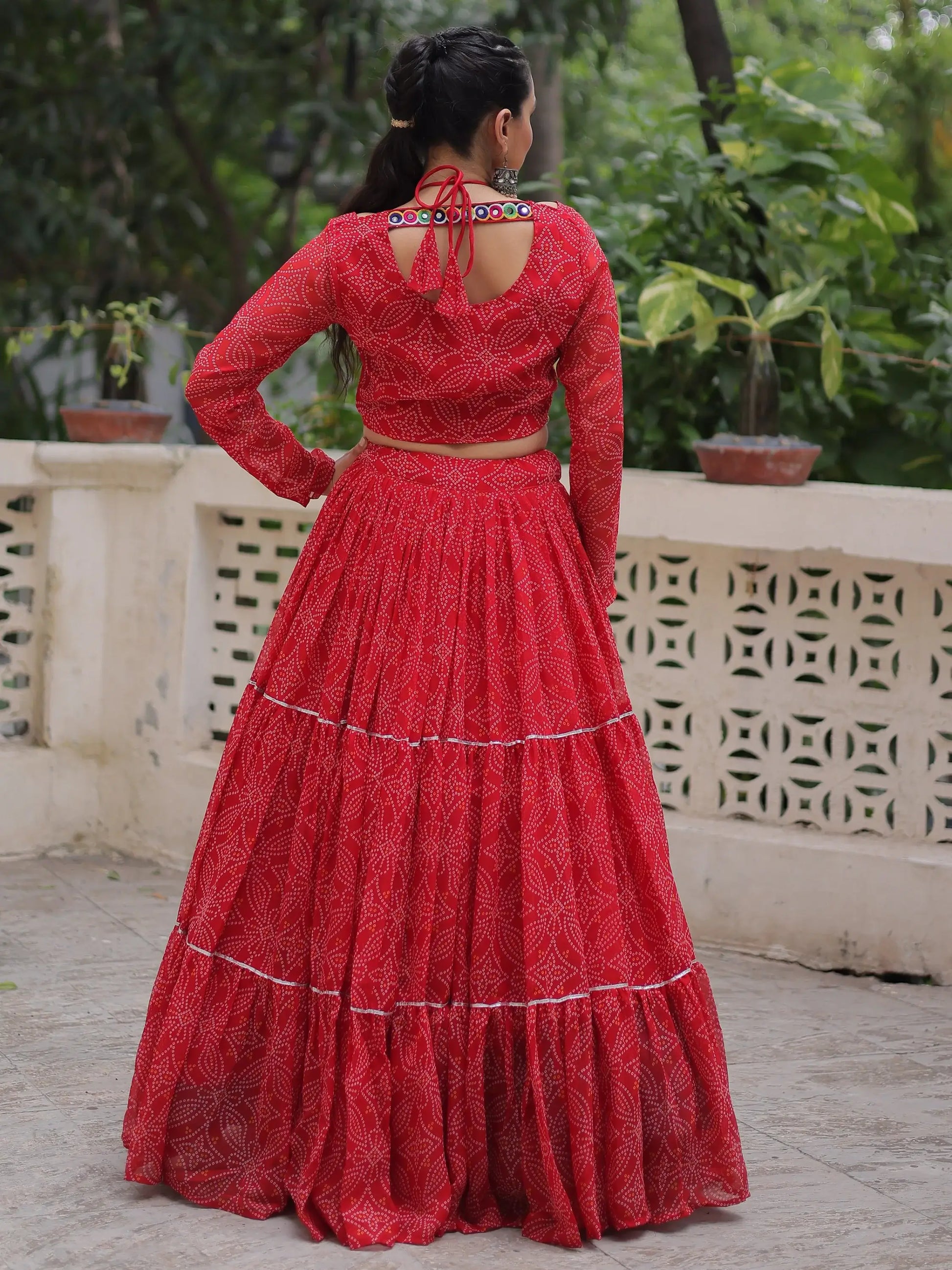 Phenomenal Red Bandhej Print Georgette Festive Wear Lehenga Choli - Zeel Clothing