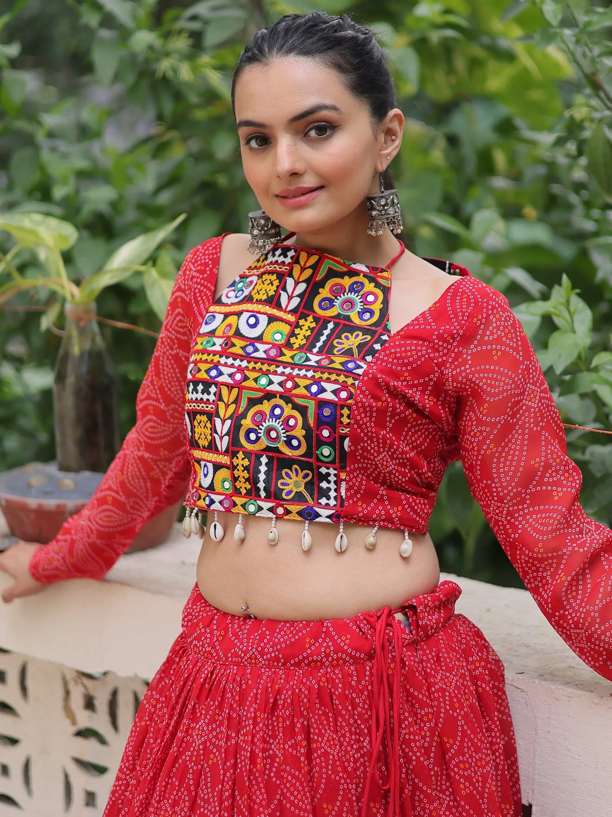 Phenomenal Red Bandhej Print Georgette Festive Wear Lehenga Choli - Zeel Clothing