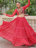Phenomenal Red Bandhej Print Georgette Festive Wear Lehenga Choli - Zeel Clothing