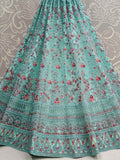 Phenomenal Sky Blue Dori Embroidered Net Engagement Wear Lehenga Choli - Zeel Clothing