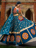 Phenomenal Teal Blue Gamthi Patch Work Rayon Navratri Special Lehenga Choli - Zeel Clothing