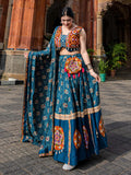 Phenomenal Teal Blue Gamthi Patch Work Rayon Navratri Special Lehenga Choli - Zeel Clothing