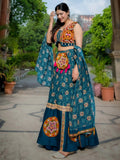 Phenomenal Teal Blue Gamthi Patch Work Rayon Navratri Special Lehenga Choli - Zeel Clothing