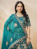 Phenomenal Teal Green Sequins Silk Bridesmaid Lehenga Choli With Dupatta - Zeel Clothing
