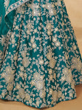 Phenomenal Teal Green Sequins Silk Bridesmaid Lehenga Choli With Dupatta - Zeel Clothing