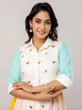Phenomenal White Embroidered Cotton Festive Wear Kurti - Zeel Clothing