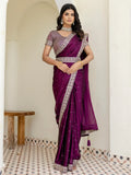 Phenomenal Wine Dori Embroidery Silk Party Wear Saree With Blouse - Zeel Clothing