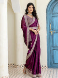 Phenomenal Wine Dori Embroidery Silk Party Wear Saree With Blouse - Zeel Clothing