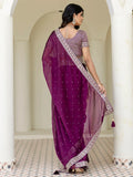 Phenomenal Wine Dori Embroidery Silk Party Wear Saree With Blouse - Zeel Clothing