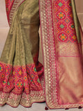 Magnetic Olive Green Weaving Kanjivaram Silk Festival Wear Saree