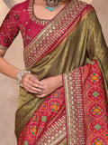 Magnetic Olive Green Weaving Kanjivaram Silk Festival Wear Saree