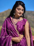 Attractive Wine Thread Work Chinon Wedding Wear Lehenga Choli