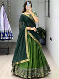 Gorgeous Green Patola Printed Cotton Half Saree Wedding Wear Lehenga