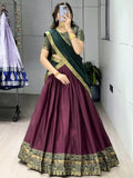 Delightful Wine Patola Printed Cotton Half Saree Party Wear Lehenga