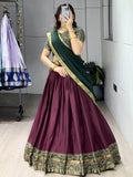 Delightful Wine Patola Printed Cotton Half Saree Party Wear Lehenga