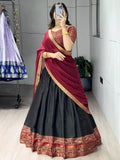 Prettier Black Patola Printed Cotton Half Saree  Marriage Wear Lehenga