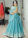 Amazing Blue Bead Embroidery Georgette Event Wear Lehenga Choli