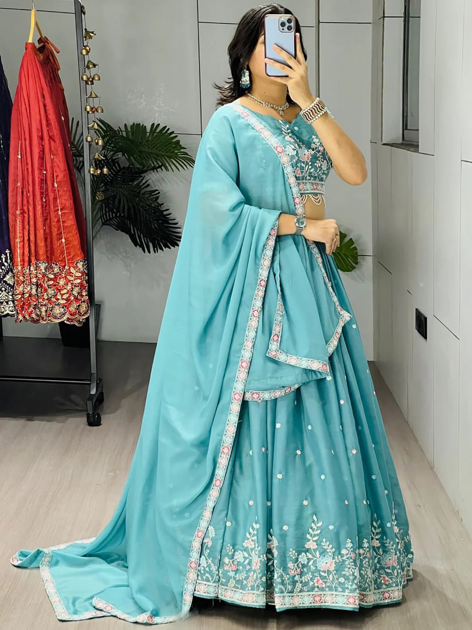 Amazing Blue Bead Embroidery Georgette Event Wear Lehenga Choli