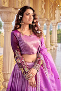 Beautiful Purple Sequins Crushed Wedding Wear Lehenga Choli With Dupatta