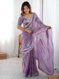 Gorgeous Lavender Sequins Silk Engagement Wear Saree With Blouse
