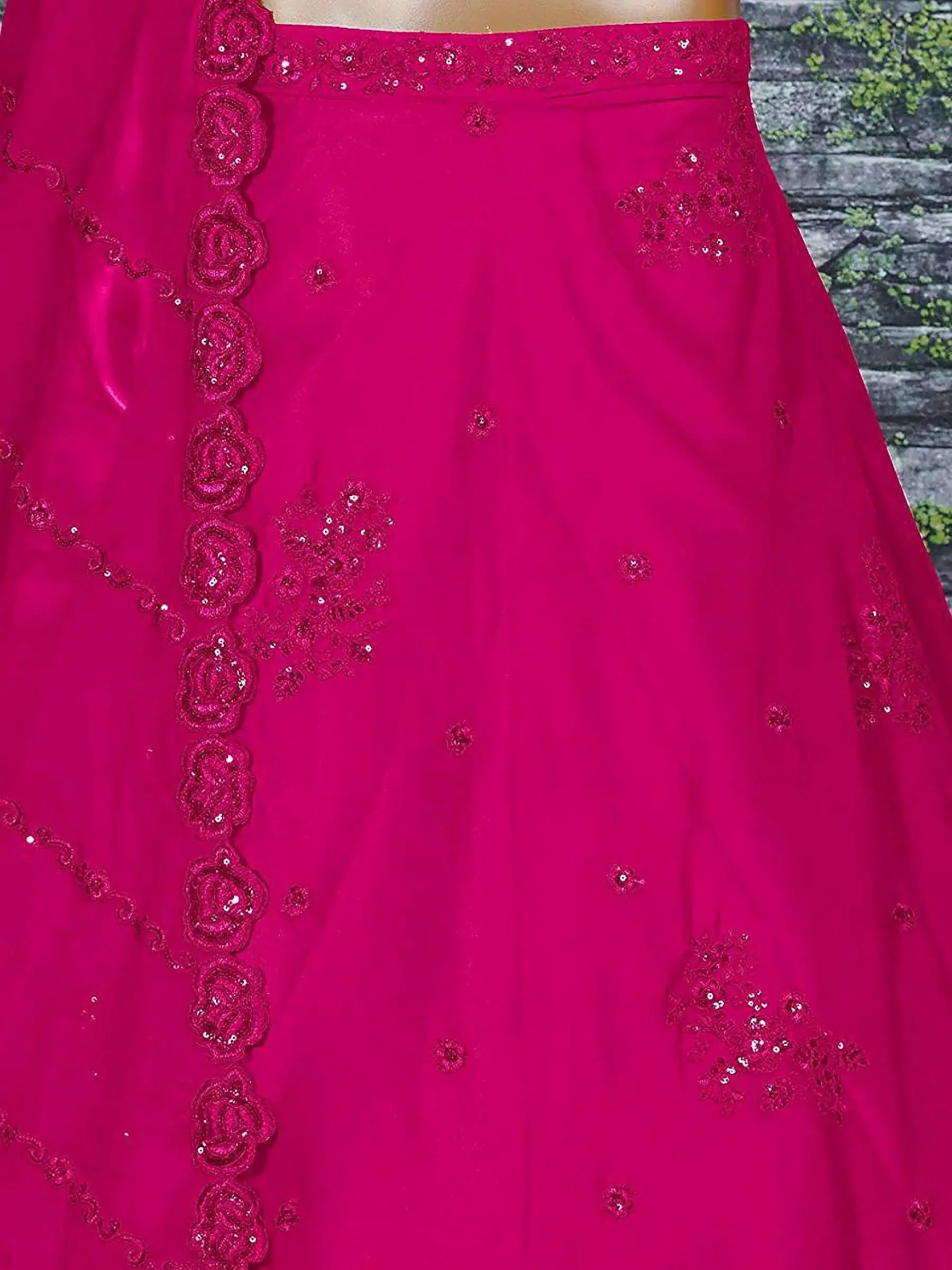 Pink Sequins Work Georgette Wedding Wear Lehenga Choli - Zeel Clothing