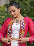 Dreamy Hot Pink Bandhani Printed Georgette Festive Special Shrug