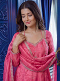 Graceful Pink Sequins Silk Traditional Anarkali Gown With Dupatta