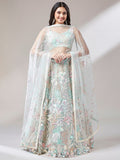 Astonishing Pista Green Sequins Net Wedding Wear Lehenga Choli