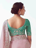 Pleasant Baby Pink Sequins Embroidery Organza Engagement Wear Saree With Blouse - Zeel Clothing