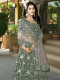 Pleasant Bottle Green Sequins Work Viscose Silk Mehendi Wear Lehenga Choli - Zeel Clothing