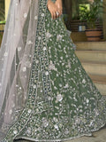 Pleasant Bottle Green Sequins Work Viscose Silk Mehendi Wear Lehenga Choli - Zeel Clothing
