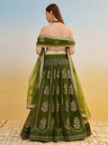 Pleasant Green Sequins Work Net Mehendi Wear Lehenga Choli With Dupatta - Zeel Clothing