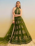 Pleasant Green Sequins Work Net Mehendi Wear Lehenga Choli With Dupatta - Zeel Clothing