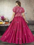 Pleasant Hot Pink Sequins Work Art Silk Ready-Made Lehenga Choli - Zeel Clothing
