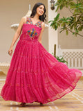 Pleasant Pink Bandhani Print Georgette Navratri Special Gown - Zeel Clothing